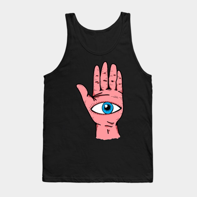 Eye In Hand Magic Symbols Hamsa Evil Eye Tank Top by Foxxy Merch